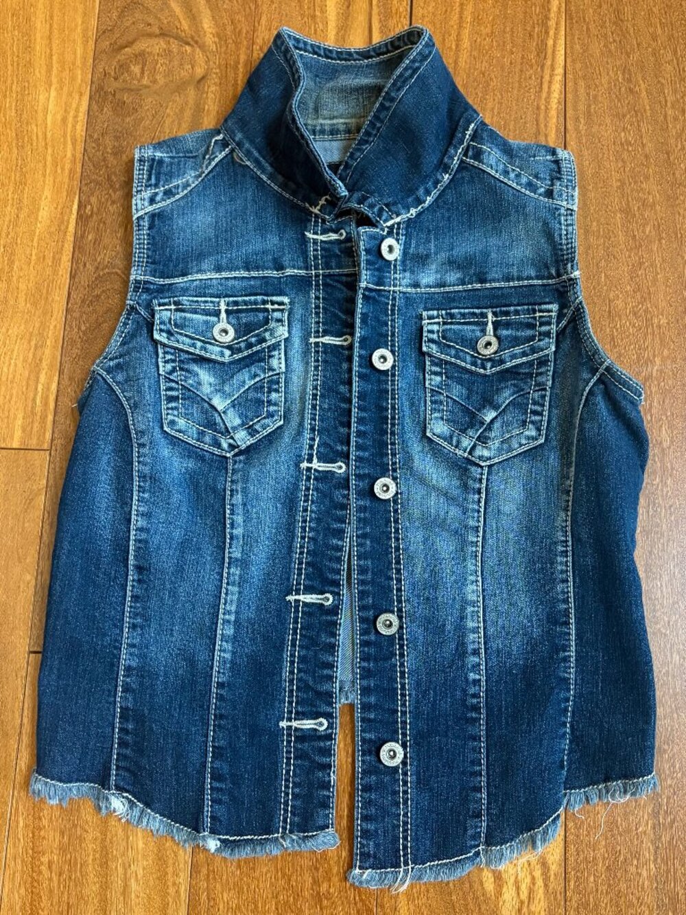 Maurice's women's distressed frayed denim vest